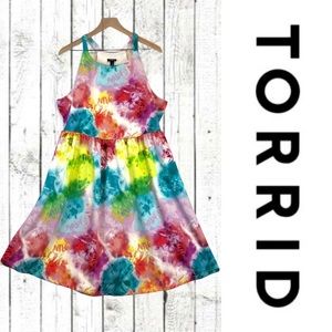 Torrid Women’s Size 1 Dress Skater Tie-Dye Sleeveless Sundress NWT Stretch Pride